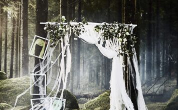 Svatba v lese ve skandinávském stylu